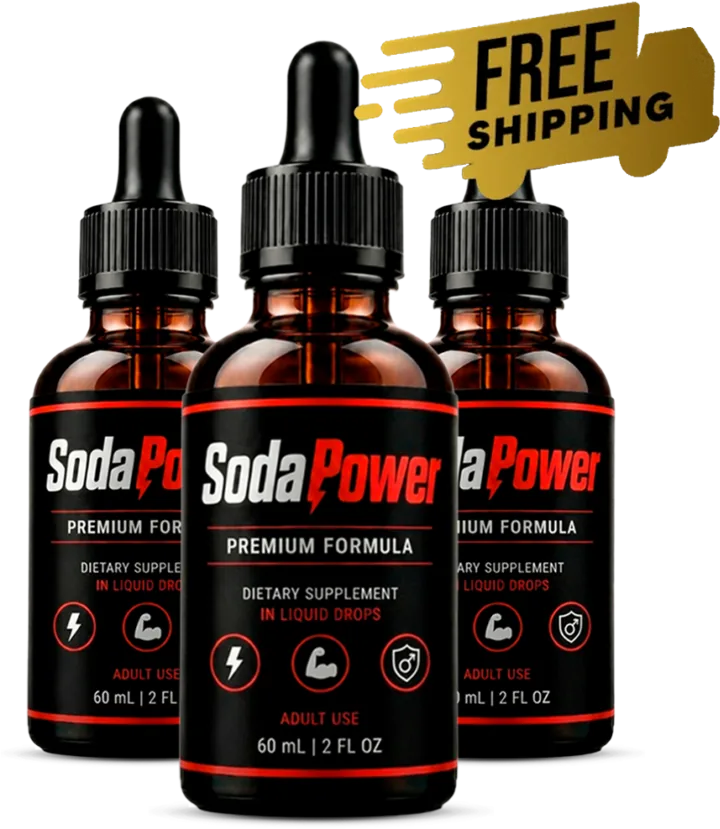 Three bottles of SodaPower premium formula liquid drops, 60 mL each